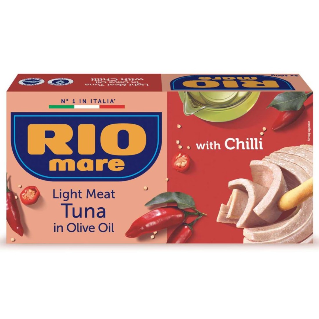 Rio Mare Light Meat Tuna in Olive Oil with Chilli, 160g Pack of 2