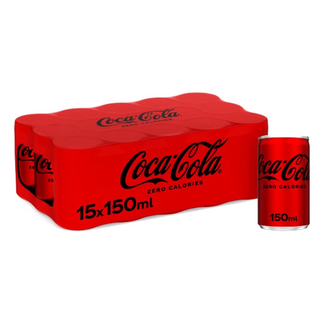 Coca-Cola Zero Calories Carbonated Soft Drink Can 150ml Pack of 15