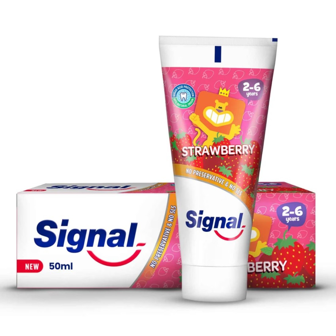 Signal Kids Toothpaste Strawberry Prevents Tooth Cavities for 2-6 years 50ml