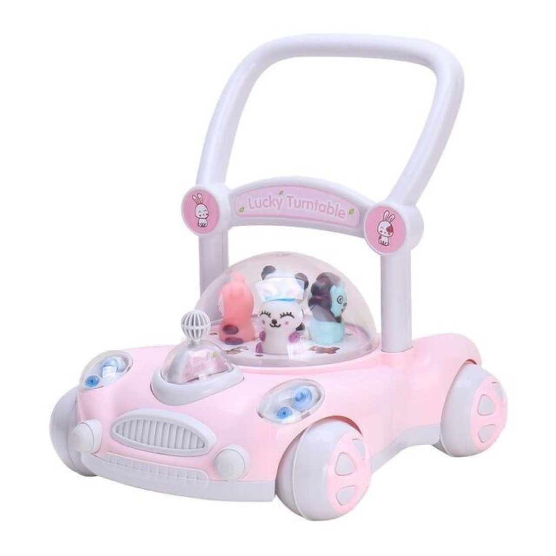 Lovely Baby Kids Push Walker LB 7621 with Removable Handle, Musical Toys, Walk Support, First Step Safe Activity Walker, Child Learning Balance, Small Infant Boy Girl 9-15 M - Pink