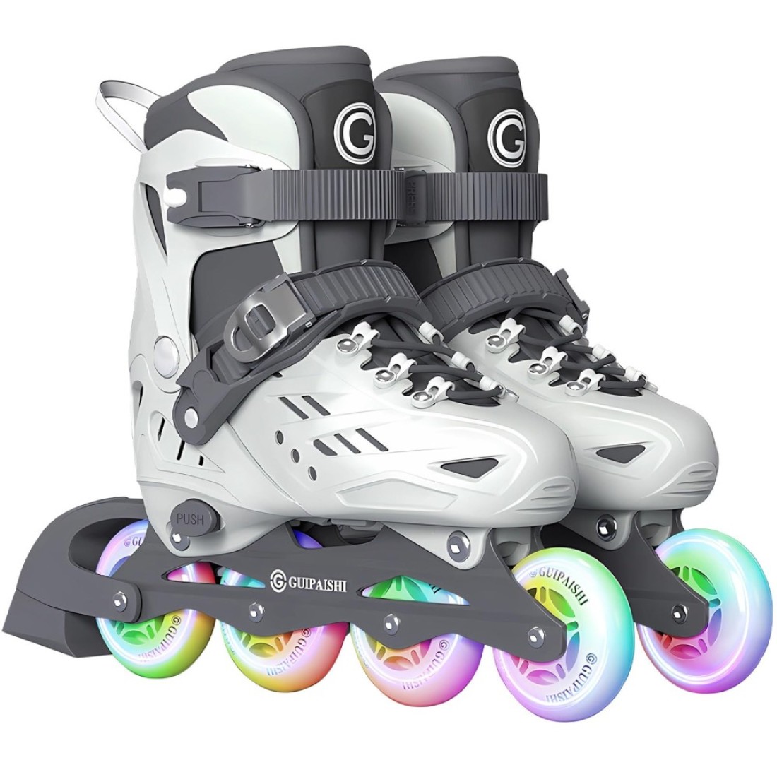 Skates Adjustable Inline Skates for Adult Women Youth with Light Up Wheels, Fun Illuminating Rollerskates Blades for Boys and Girls Indoor & Outdoor Beginners, M/L (M)