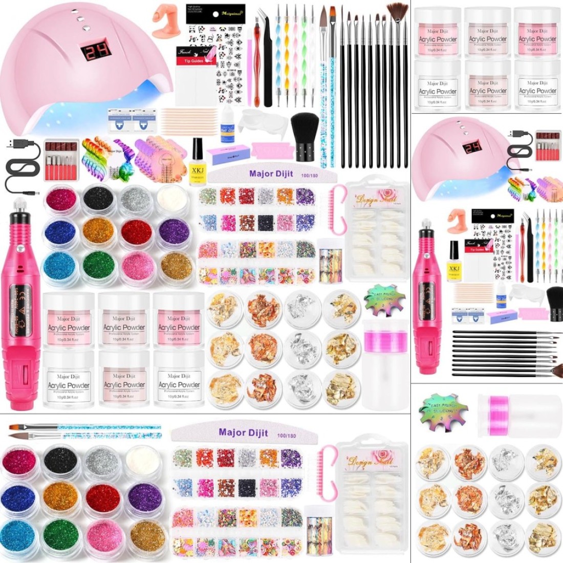 Acrylic Nail Kit,Acrylic Powder Set,Electric Nail Drill Set Polish Pen File Kit,Nail Lamp Manicure Dryer Lamp,Acrylic Nail 3D Art Manicure Supplies for beginners with everything
