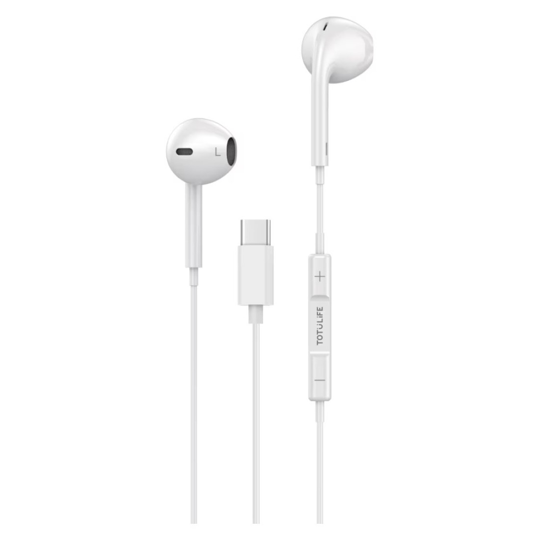 TotuLife Fame Series Stereo Wired In-Ear Earphones With USB-C Charging Cable And Microphone White