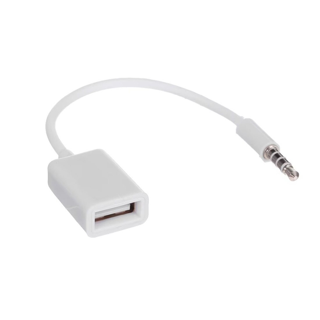 Generic-3.5mm Male Car AUX Audio Jack to USB 2.0 Female Adapter Converter Cord OTG Cable (White)