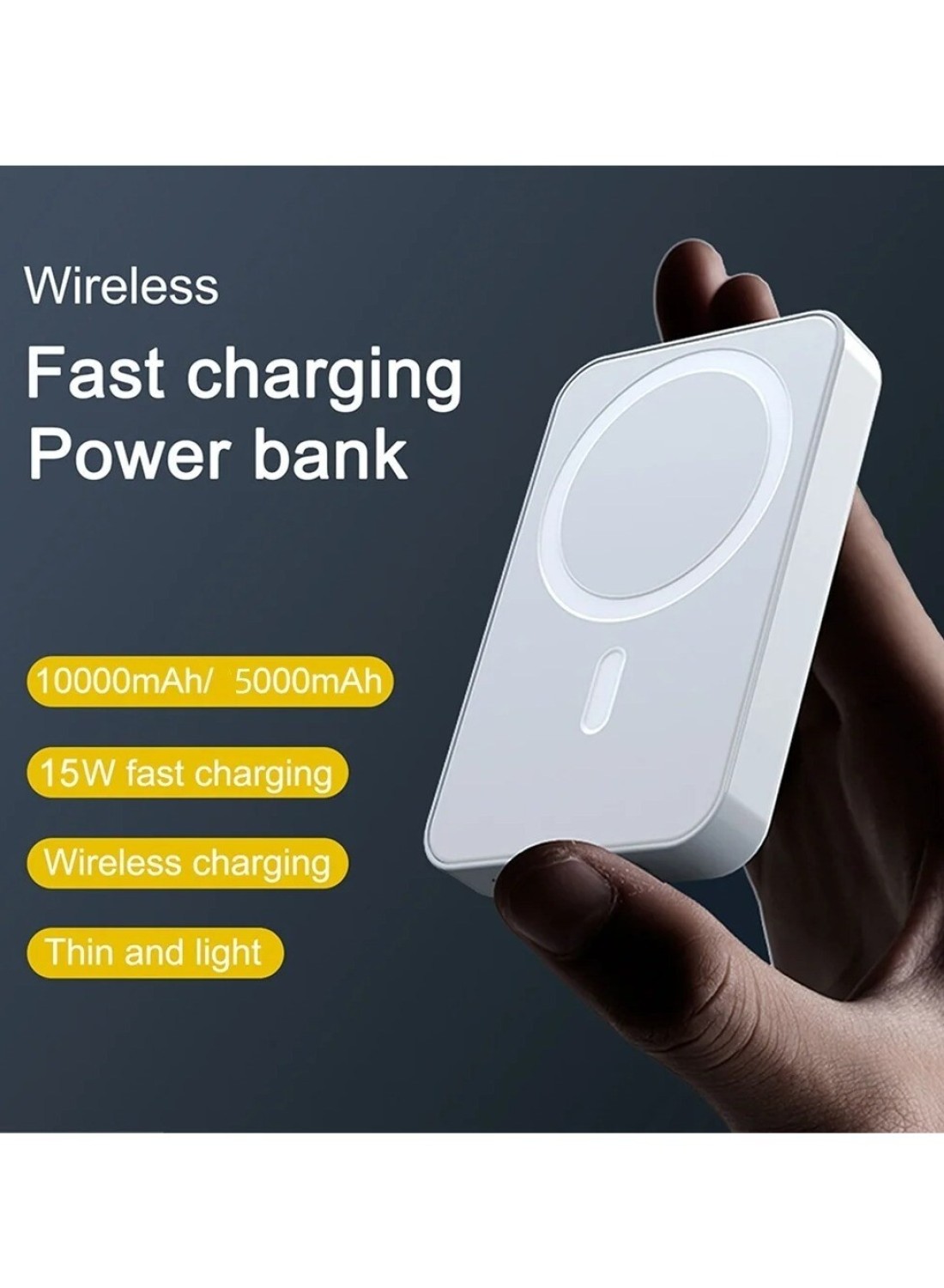 Radiotronics Mag-Safe Battery Pack, Magnetic Wireless Power Bank 10000mAh, Fast Portable Charging Light-ning Compatible with Mag-Safe (for iPhone 12,13,14,15)
