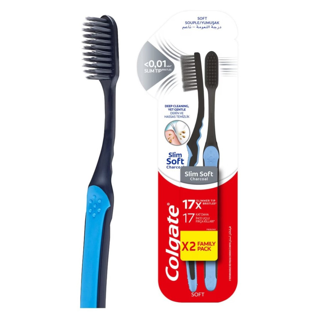 Colgate Slim Soft Black Charcoal Toothbrush Multi Pack 2 Pcs