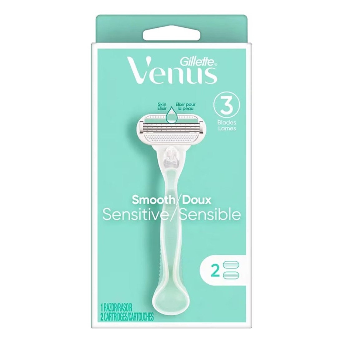 Gillette Venus Smooth Sensitive Razor With Razor Blade White 3 Blades