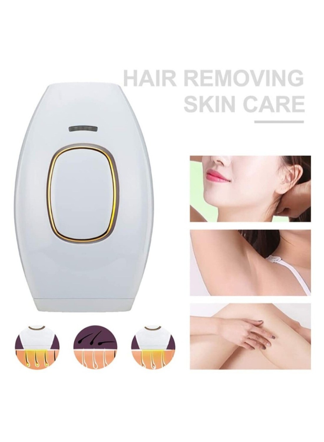 Mini Handheld IPL Laser Hair Removal Machine – Portable Depilatory Device for Full Body & Facial Use – Permanent Painless Hair Remover – White