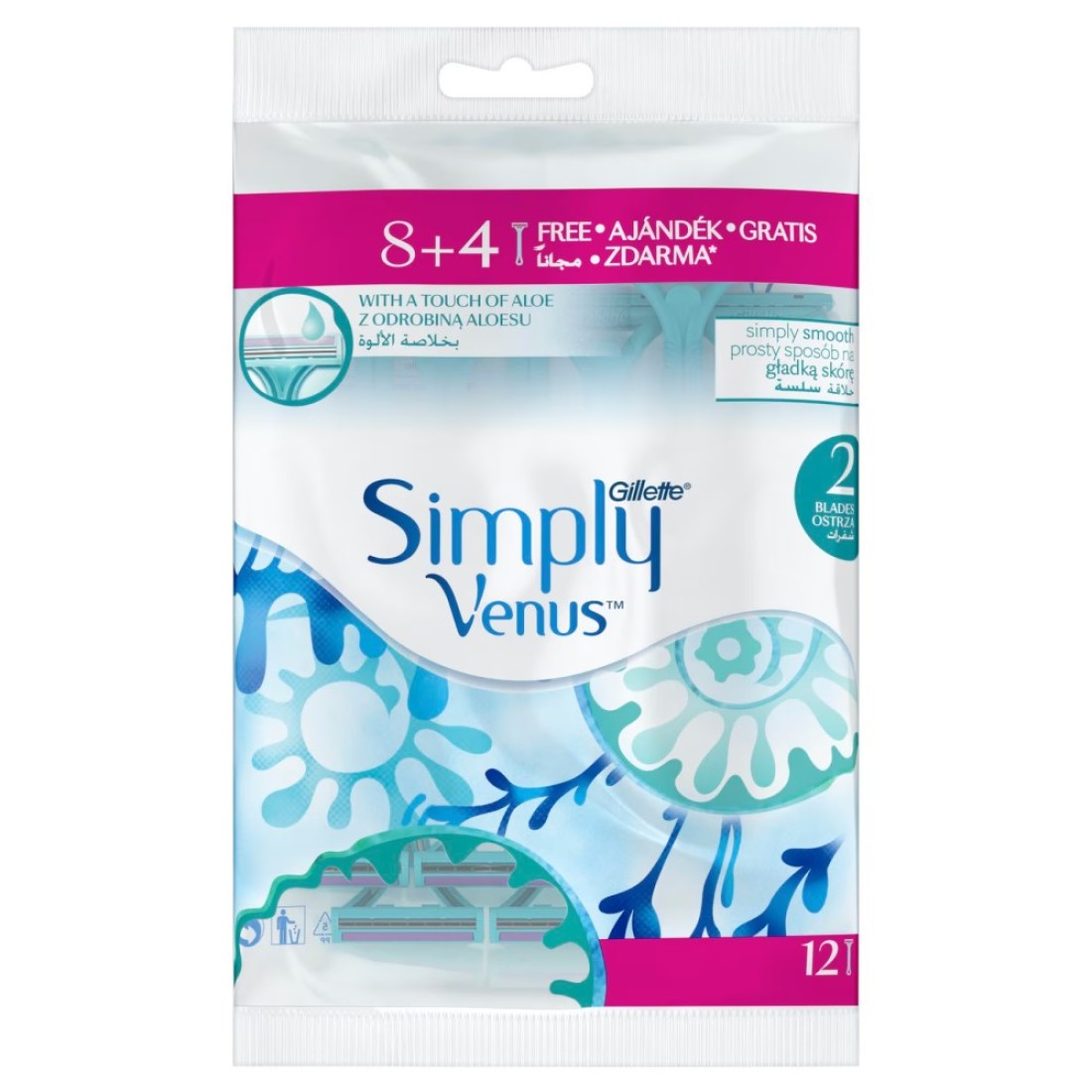 Gillette Simply Venus 2 Disposable Razor Blue 12 Razors