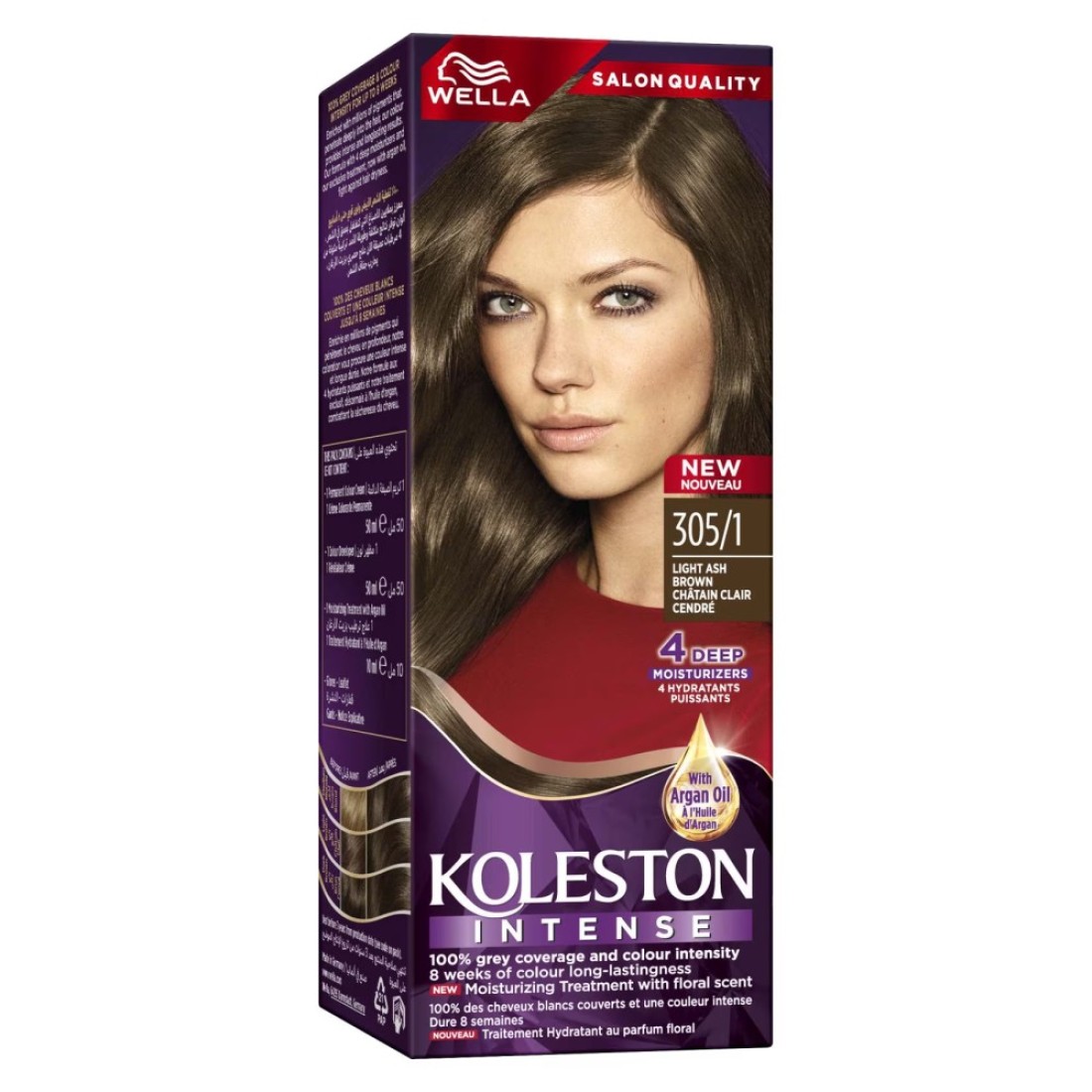 Wella Koleston Intense Hair Colour Cream Kit 305/1 Light Ash Brown 110ml