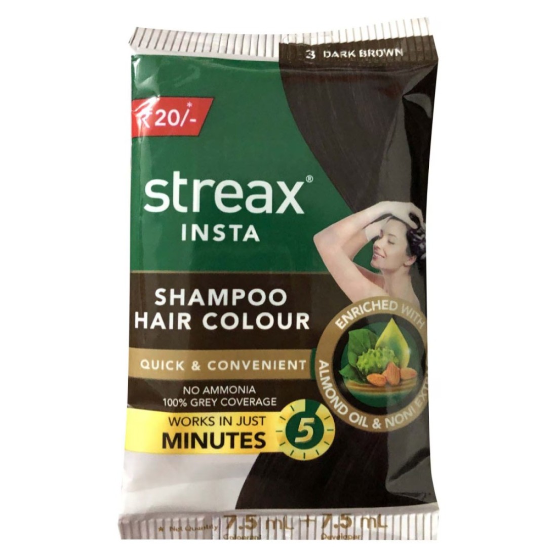 Streax Insta Shampoo Hair Colour Dark Brown 25ml