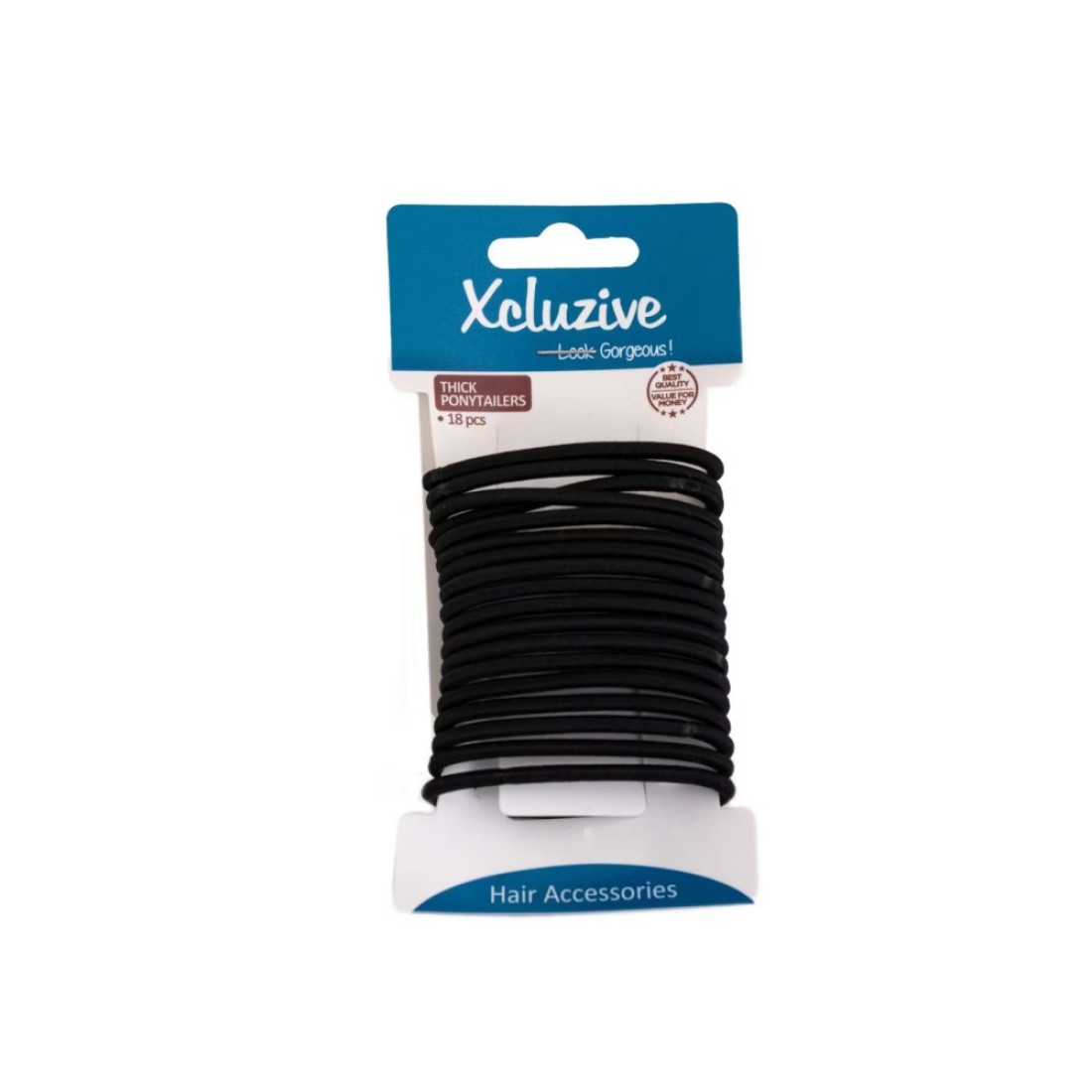 Xcluzive Thick Pony Tailers Black 18 PCS
