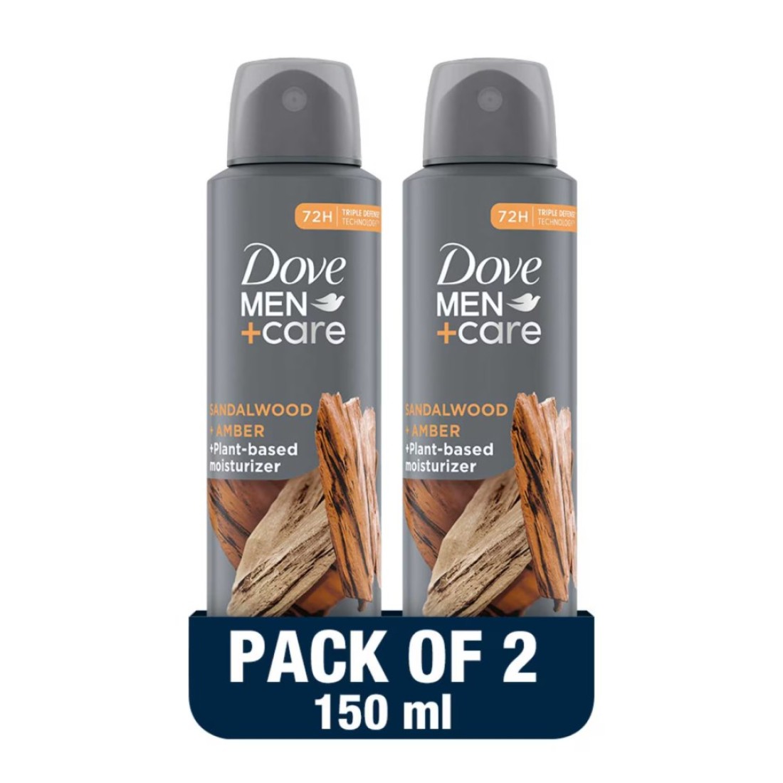 Dove Men+Care Antiperspirant Deodorant Spray Sandalwood &amp; Amber 150ml Pack of 2