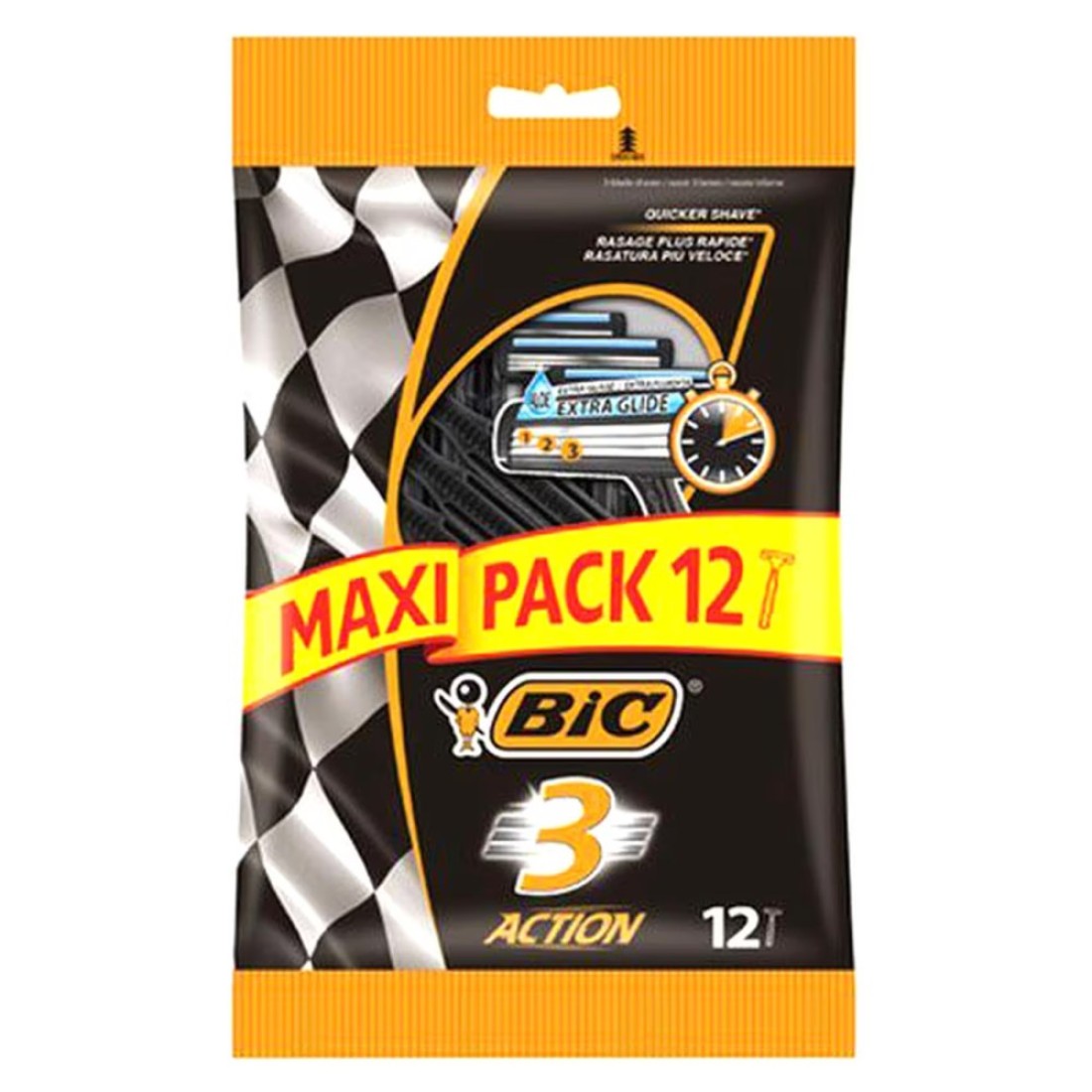 Bic 3 Action Disposable Razors Black 12 PCS