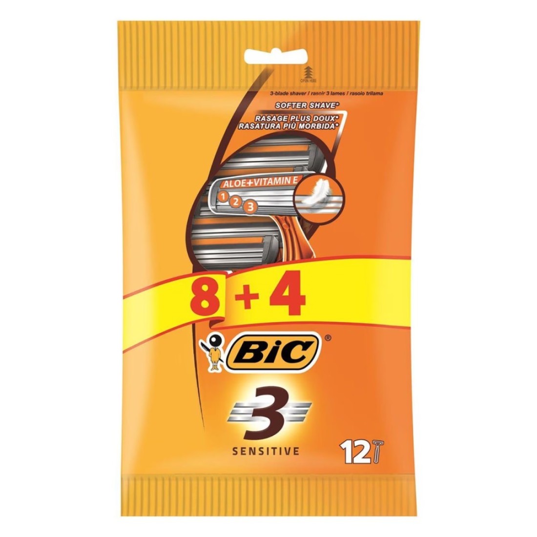 Bic 3 Sensitive Razor Orange 12 Razors