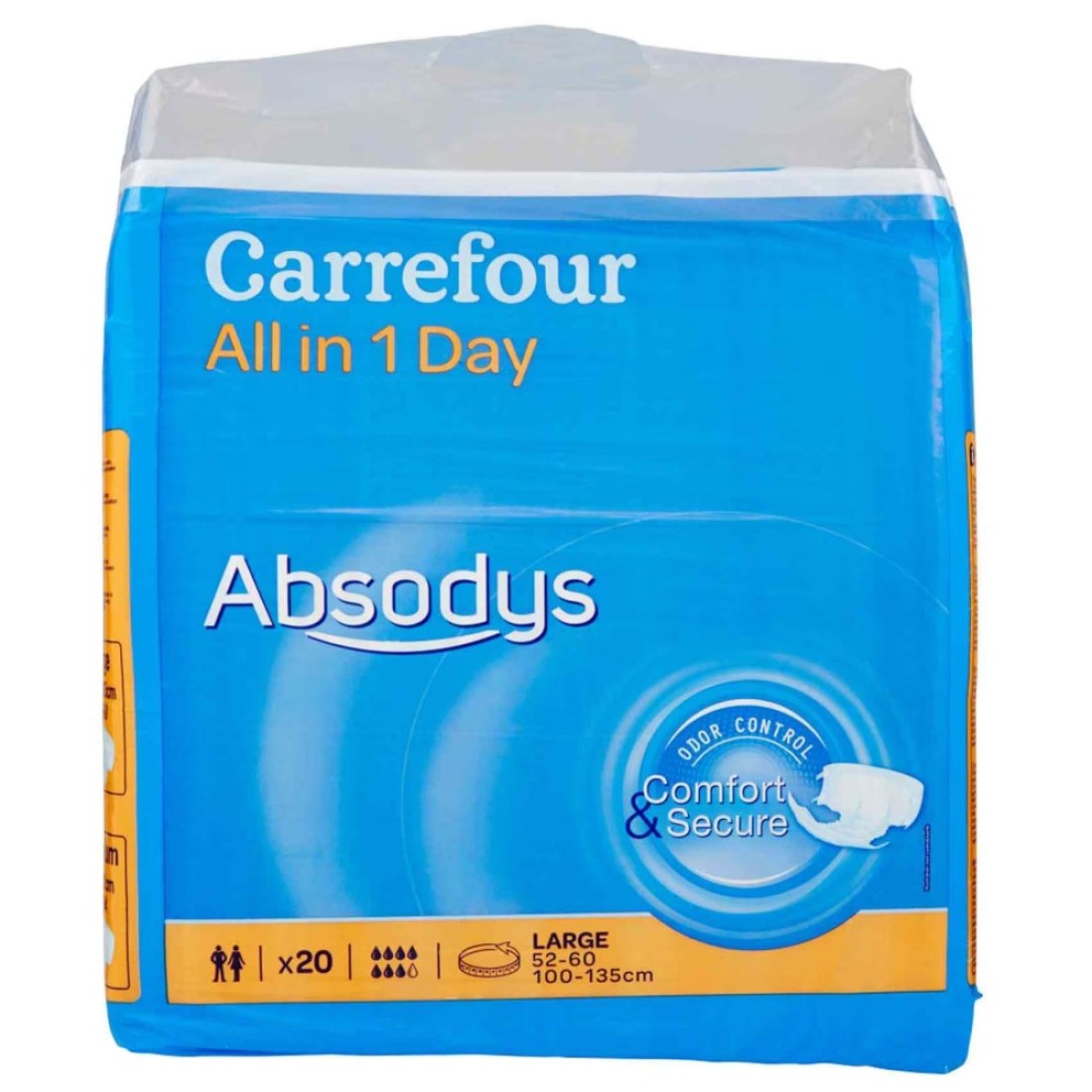 Carrefour Absodys All-In-One Day Adult Diaper Pants Large White 20 Diapers