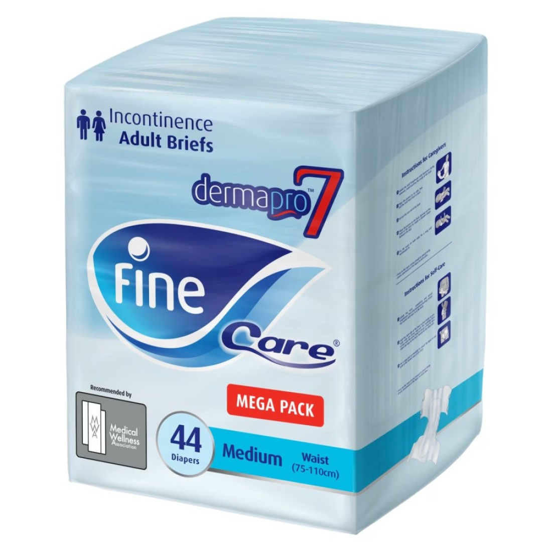 Fine Care Adult Diapers Medium (Waist 75-110Cm) 44 Diapers