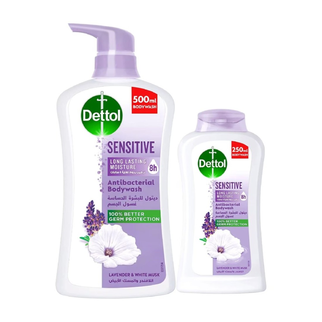 Dettol Sensitive Anti-Bacterial Lavender And White Musk Body Wash White 500ml+250ml