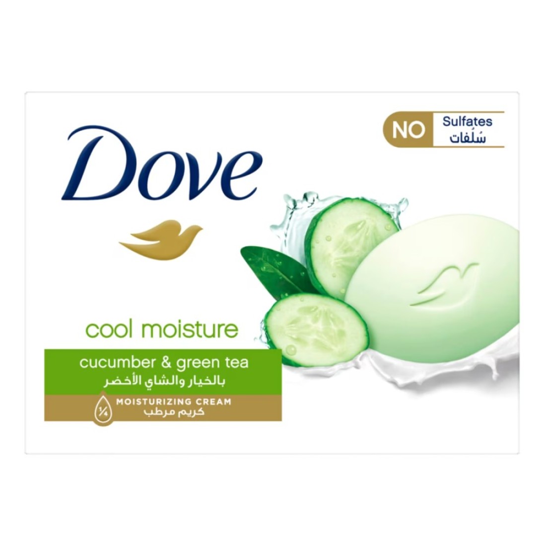 Dove Cool Moisture Moisturising Beauty Cream Soap Bar Cucumber &amp; Green Tea Scent With &frac14; Moisturising Cream 160g