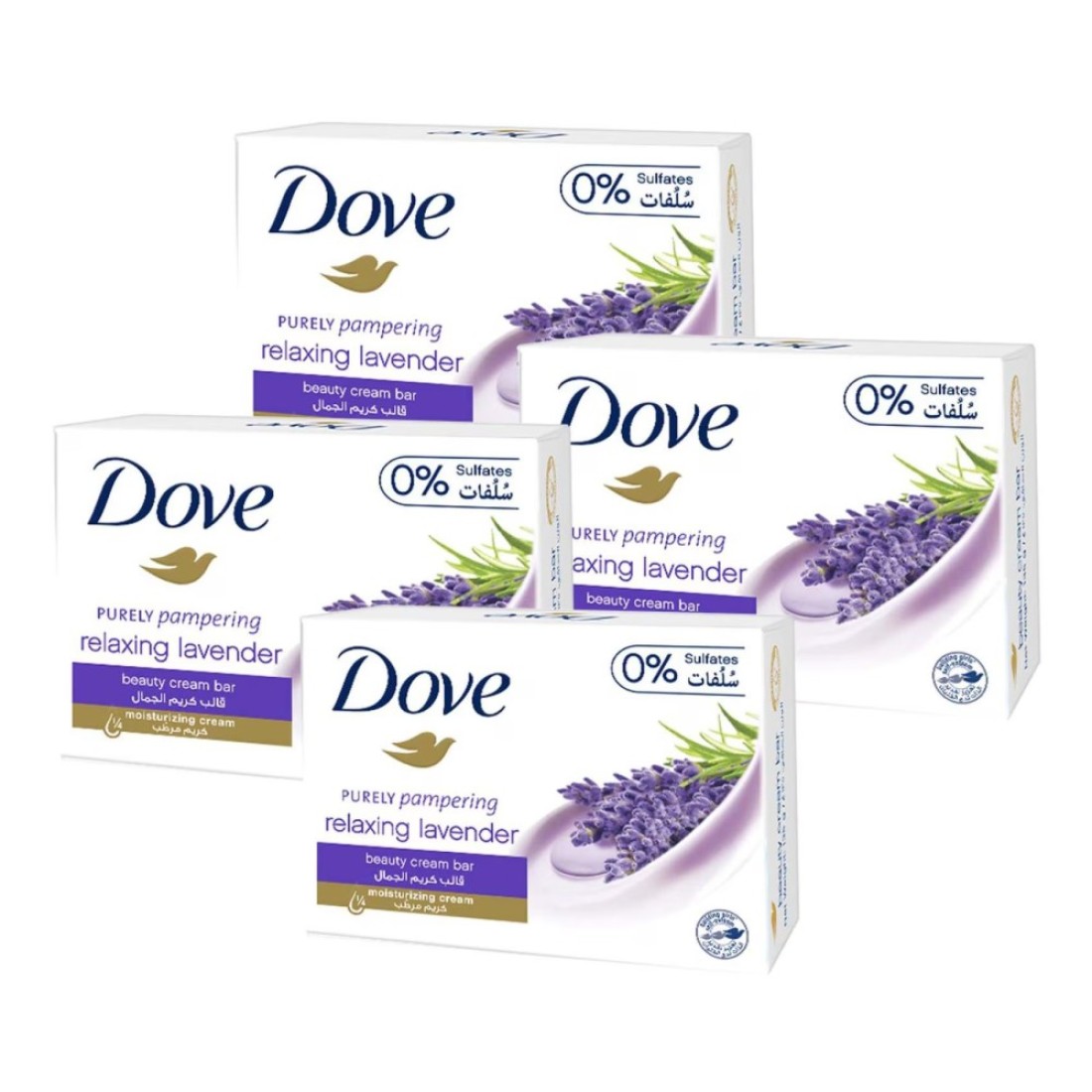 Dove Purely Pampering Relaxing Lavender Beauty Cream Bar Purple 160g Pack of 4