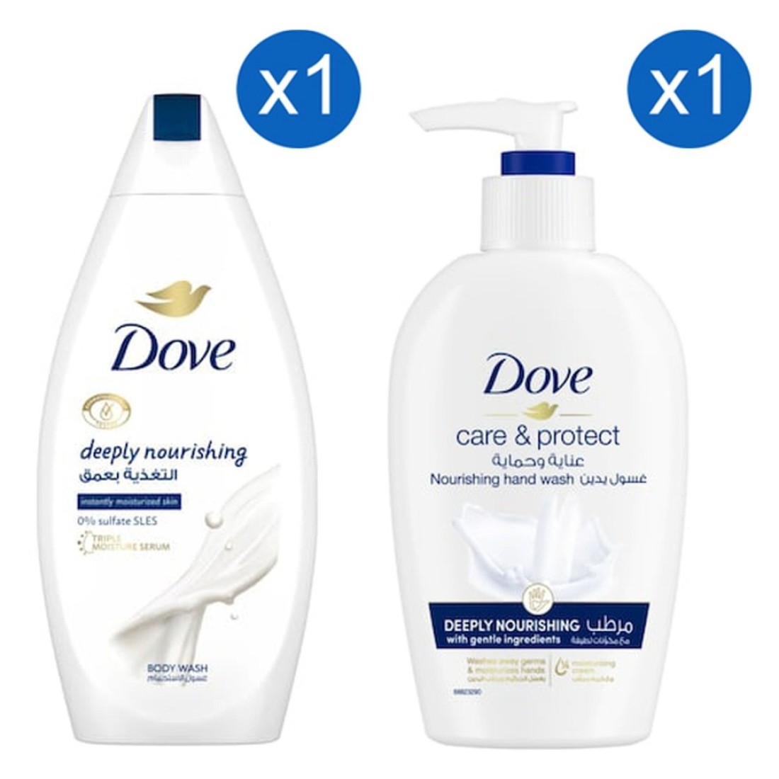 Dove Deeply Nourishing Body Wash with Care &amp; Protect Deeply Nourishing Hand Wash 750ml+250ml