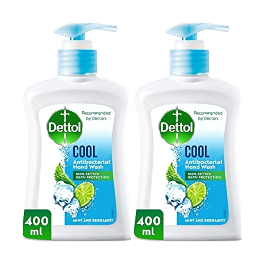 Dettol Cool Antibacterial Liquid Hand Wash Mint And Bergamot White 400ml Pack of 2