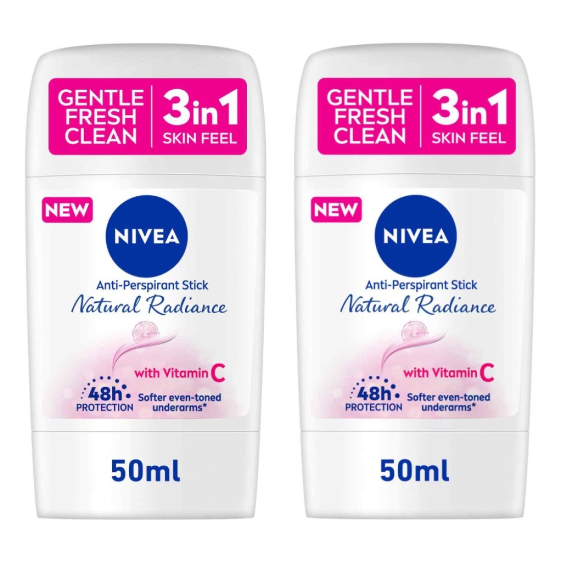 NIVEA Antiperspirant for Women Natural Radiance Stick 50ml Pack of 2