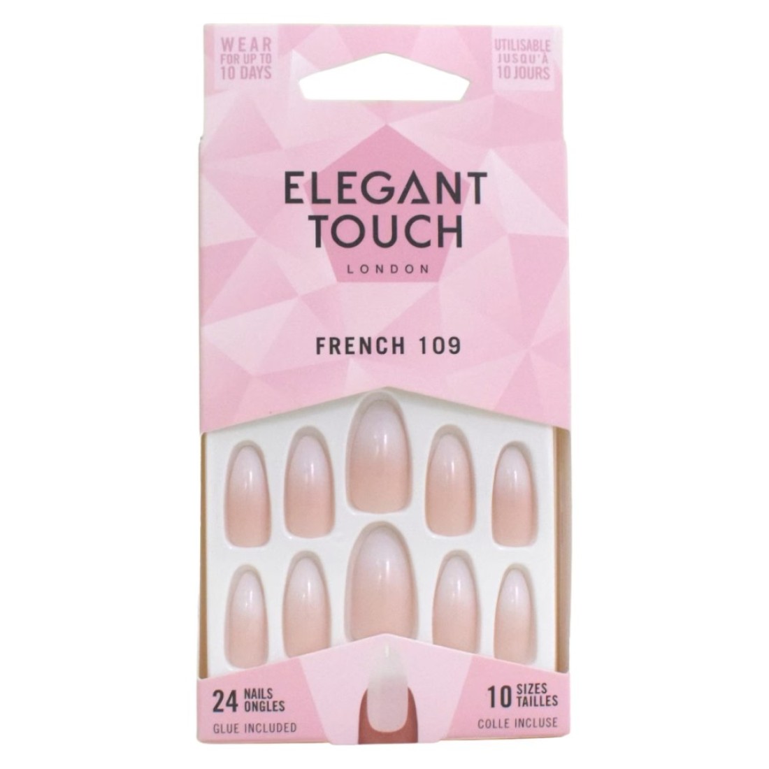 Elegant Touch Luxe Looks False Nails With Glue French 109 24 PCS