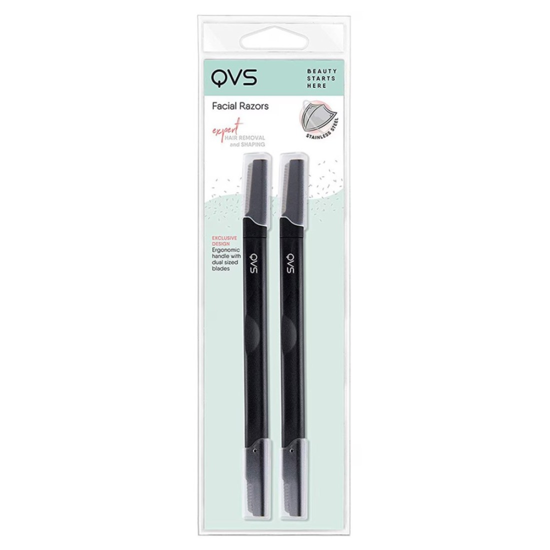 QVS Folding Facial Razors Black 2 PCS