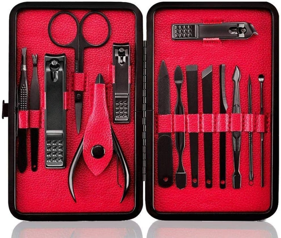 Nail Clipper Set 15 In 1 Nail File Swing Out Nail Cleaner File Popular Gifts For Men & Women Best Nail Care For Manicure Pedicure Home & Travel Manicure Set Red, Black, 11 X 7 X 2 Cm
