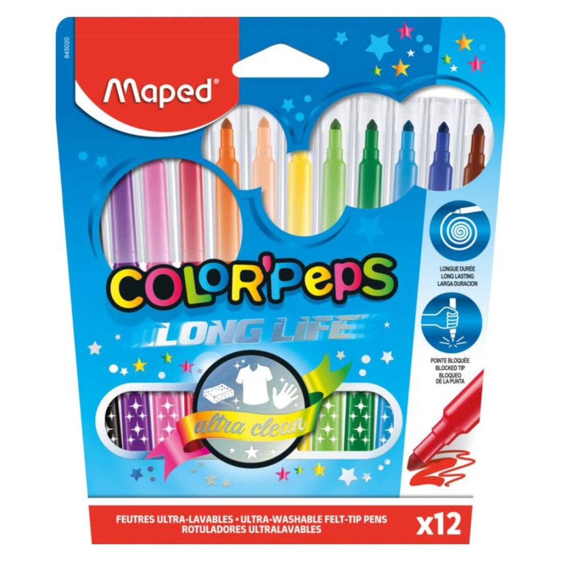 Maped Color&#39;Peps Long Life Felt Tip Pen 12 PCS