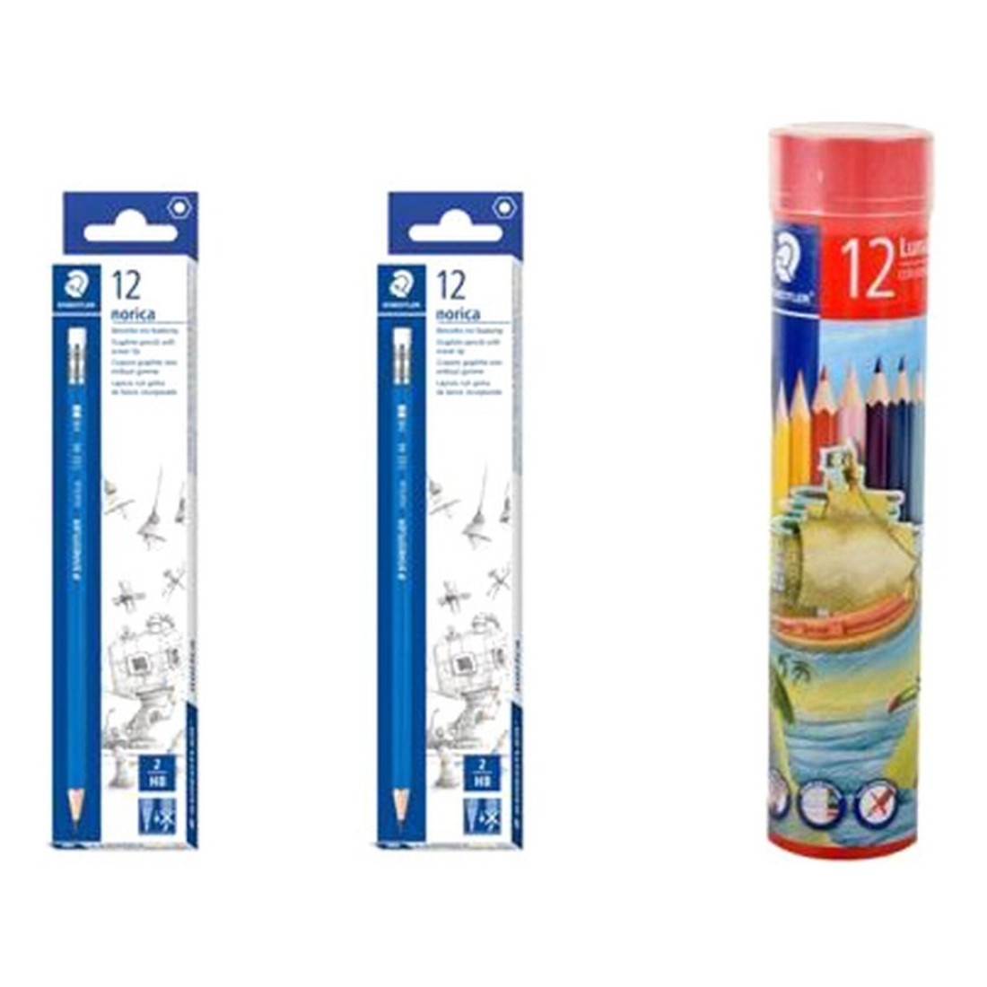 Staedtler Norica Pencils 2 PCS and Luna Coloured Pencils 136 12 PCS