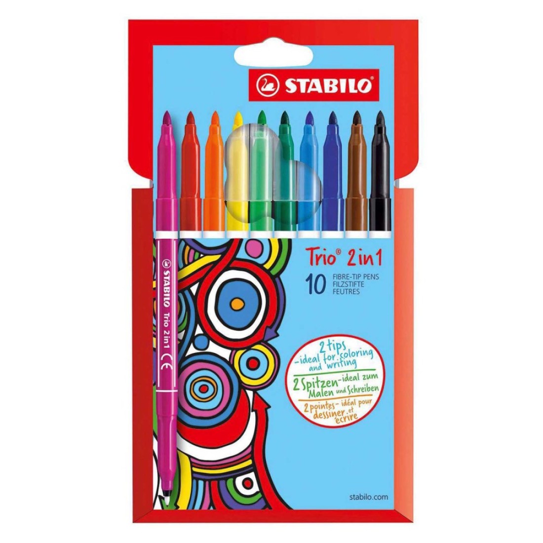 Stabilo Trio 2-in-1 Fibre-Tip Colouring Pens Multicolour 10 PCS