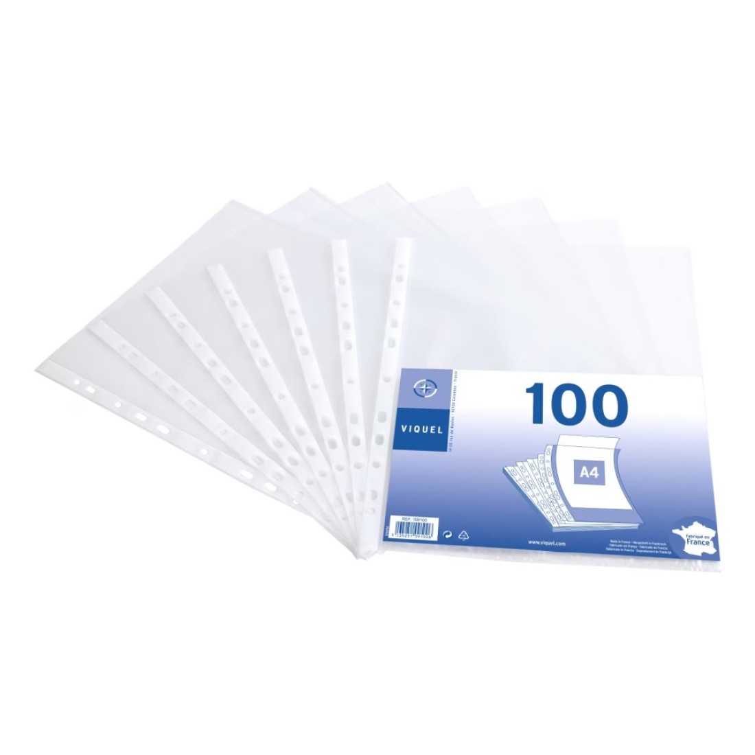 Viquel A4 Punched Pockets File Assorted 100 Pockets