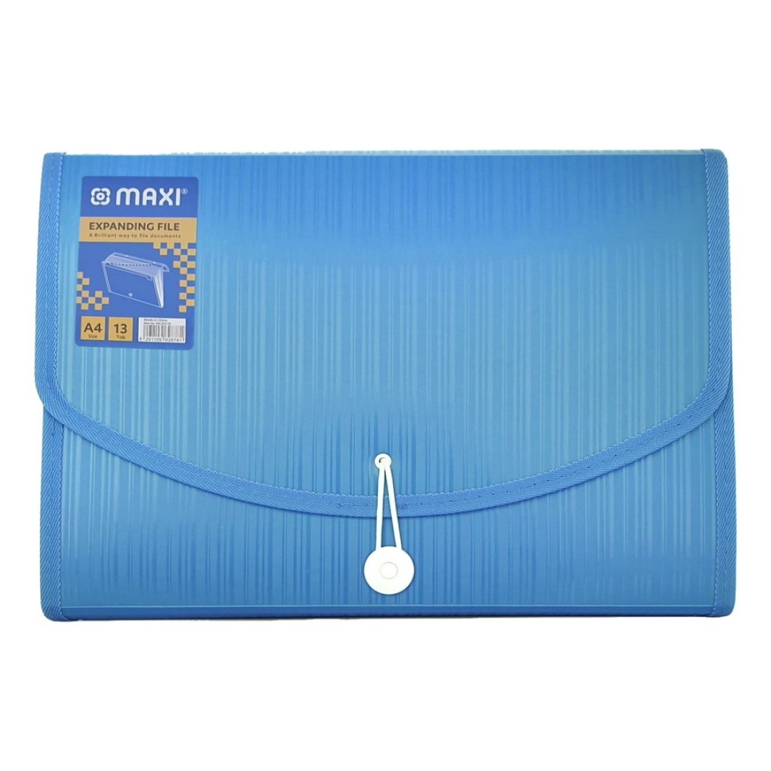 Maxi Expanding File with String A4 Size 13 Tab Teal Blue