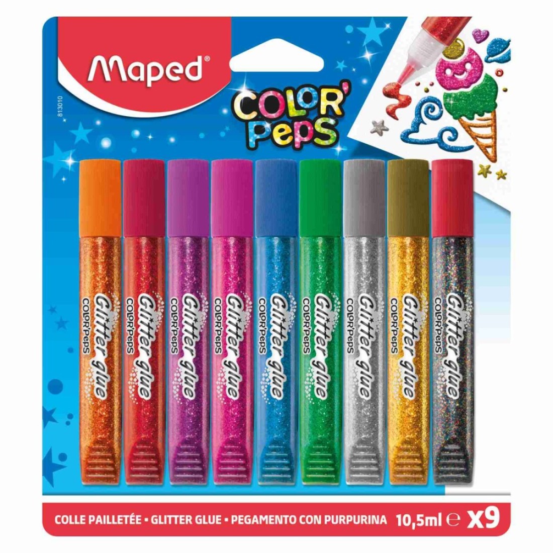 Maped Color&#39;Peps Glitter Glue Blister 10.5ml 9 PCS
