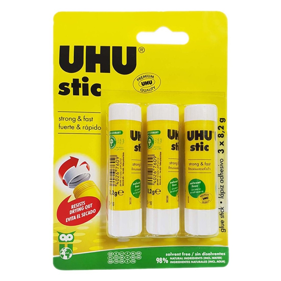 UHU Stic Solvent Free Glue Stick White 8.2g 3 PCS