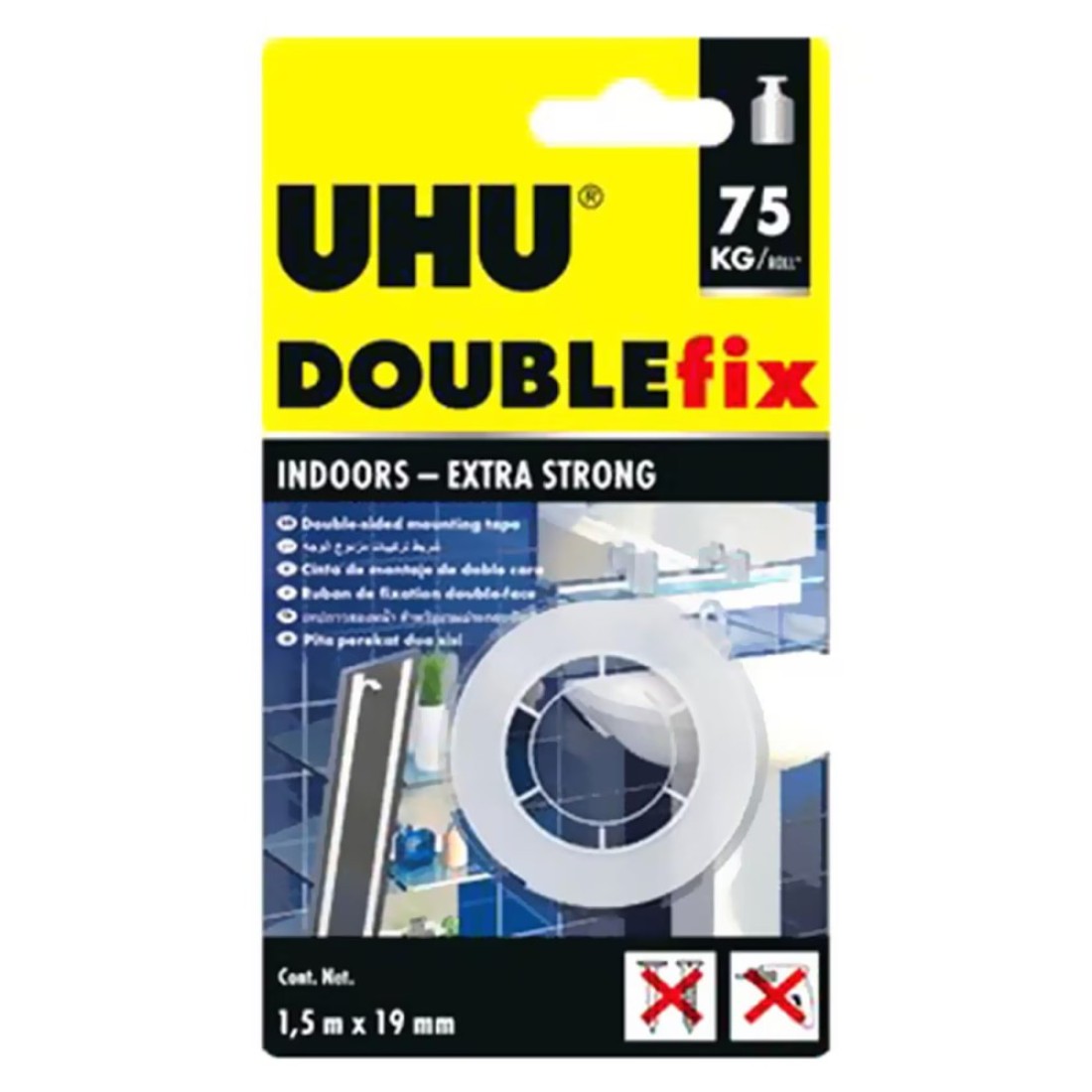 UHU Double Fix Tape Clear 1.5x0.019m