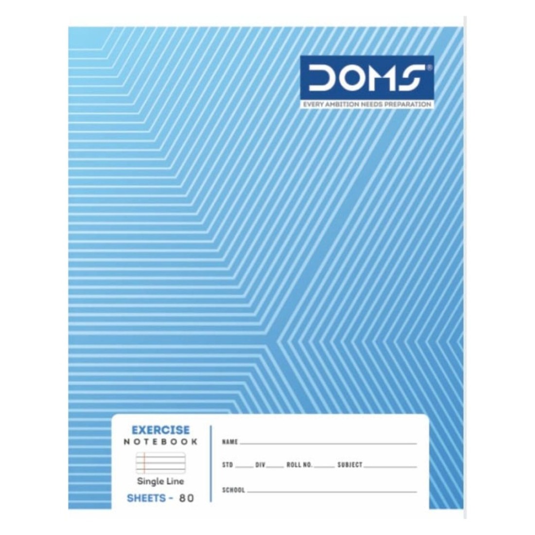 Doms Single Line Exercise Book 80 Sheets 21x16inch