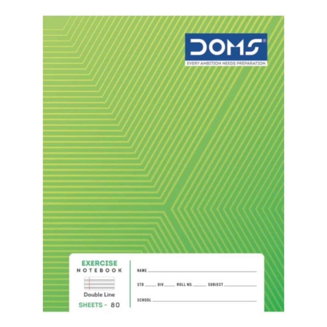 Doms Double Line Exercise Book 80 Sheets 21x16inch