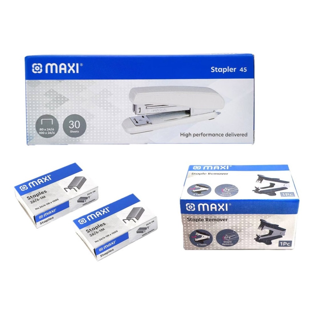 Maxi Stapler 45 30 Sheets with Staple Remover and Staples 26/6-1M 2 PCS