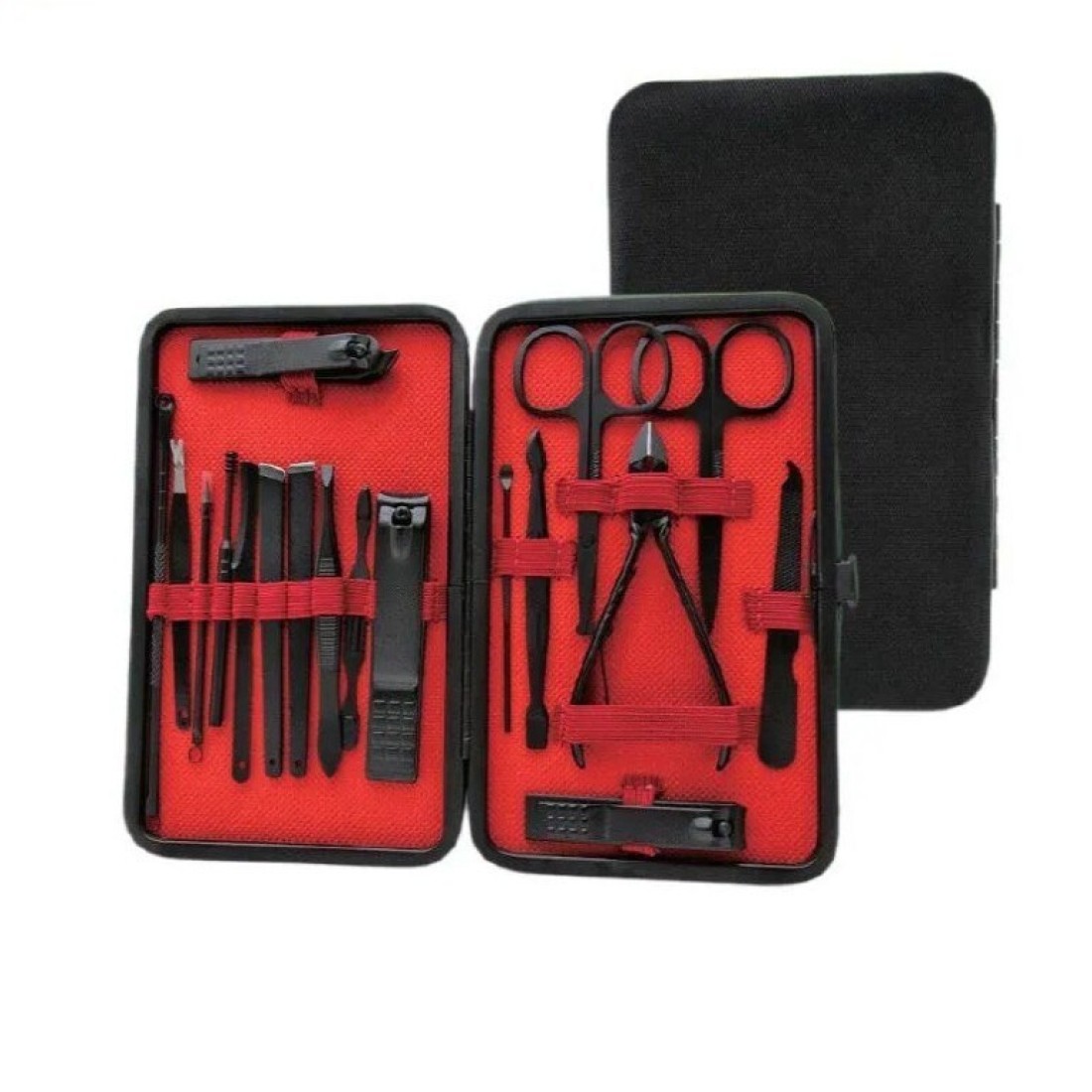 Green Lion 18 in 1 Manicure Travel Cutter, None-Slip Texture, Manicure Set Professional Nail Clipper Kit-18 Pieces Stainless Steel with Black Leather Bag, Nail Care & Beauty Tools with Portable Case
