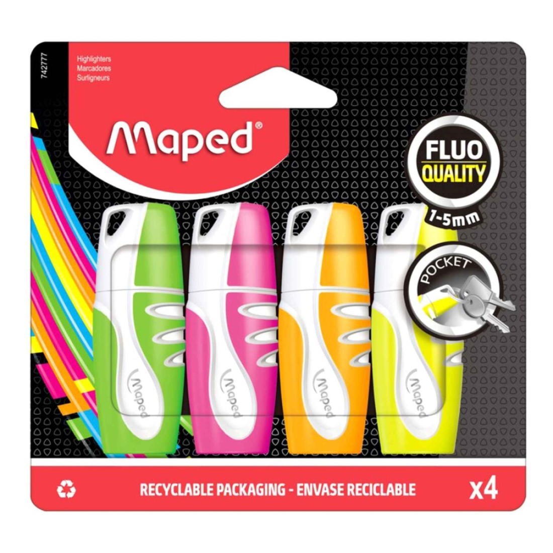 Maped Fluo Pocket Highlighters Assorted 4 PCS
