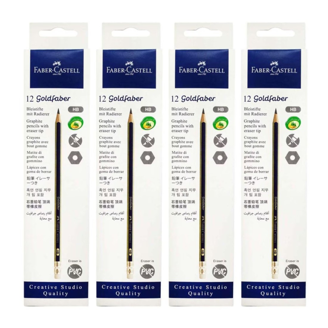 Faber-Castell Creative Studio Quality Goldfaber HB Eraser Tip Graphite Pencils 1222 Blue 48 PCS