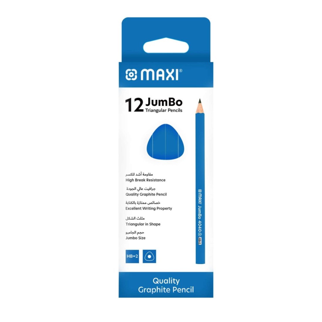 Maxi Jumbo Triangular HB-2 Graphite Pencils Blue 12 PCS