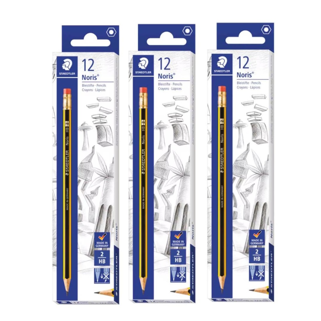 Staedtler Noris 2 HB Rubber Tip Pencil Multicolour 36 PCS