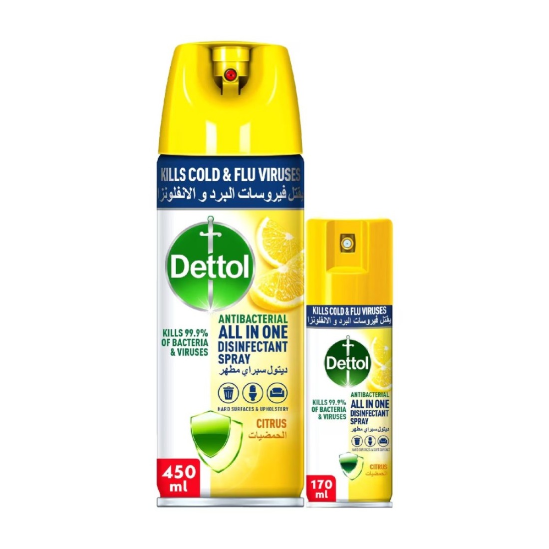 Dettol Citrus Antibacterial All-In-One Disinfectant Spray White 400ml And 170ml
