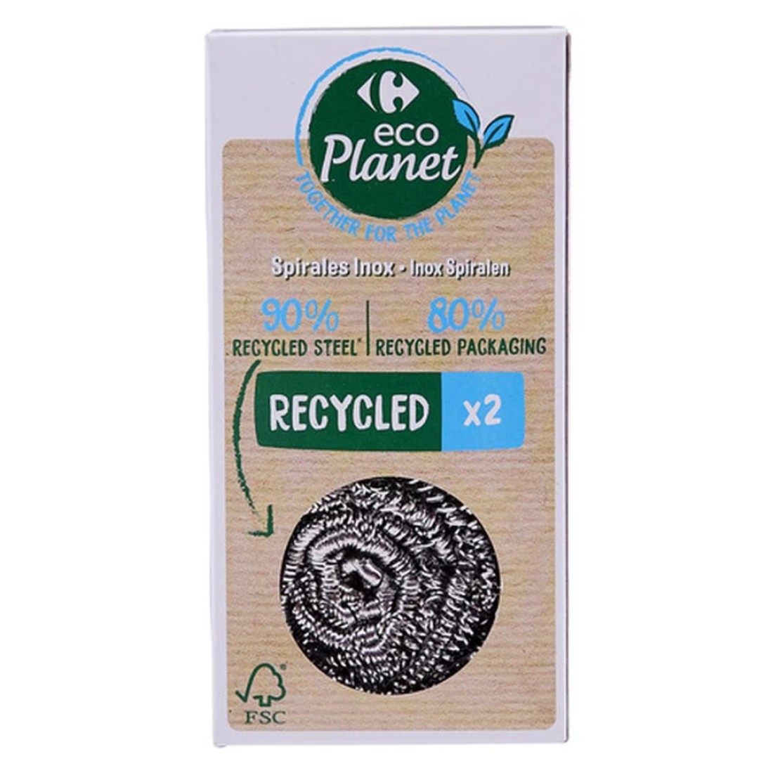 Carrefour Eco Planet Inox Recyclable Steel Balls Pack of 2