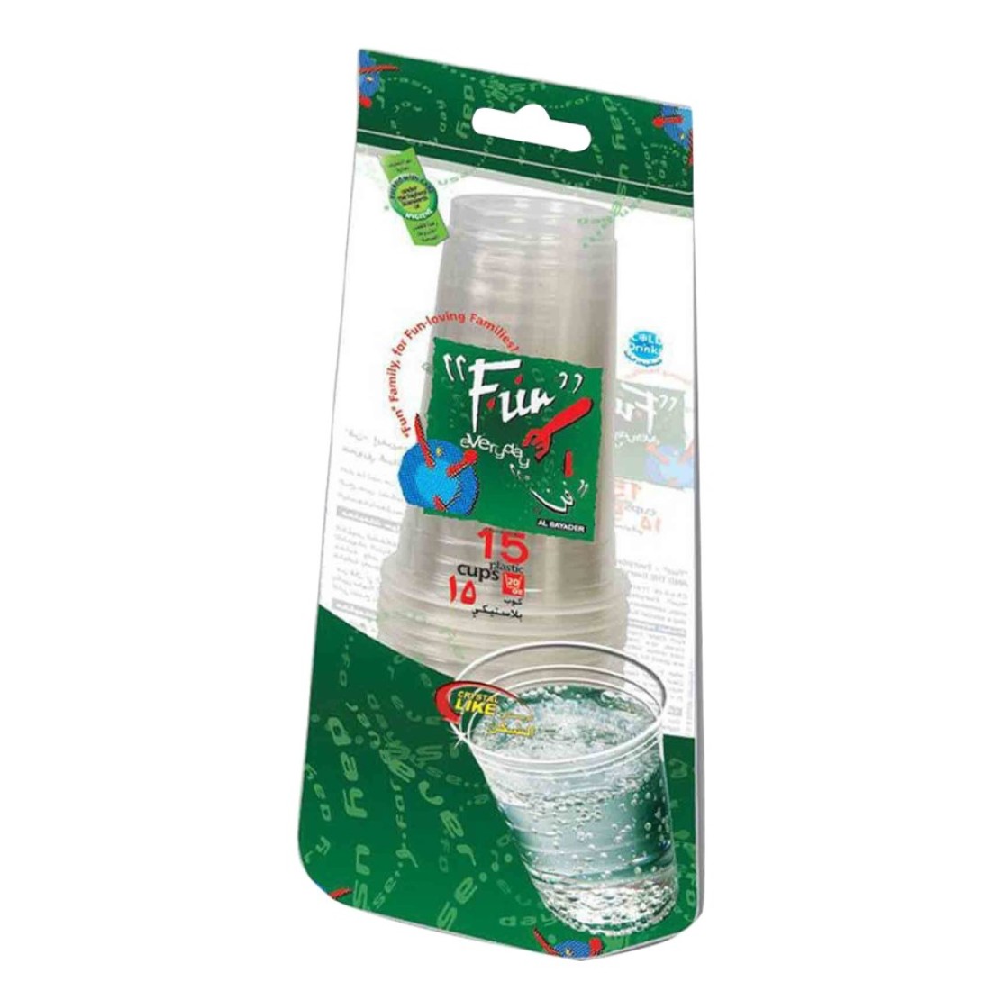 Fun Everyday Plastic Cups Clear 600ml 15 PCS