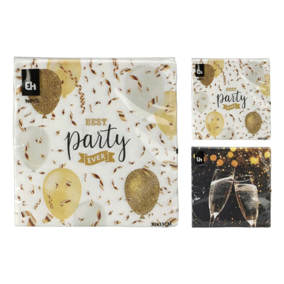 EH Table Napkins 2 Assorted Print 33x33cm 16 PCS